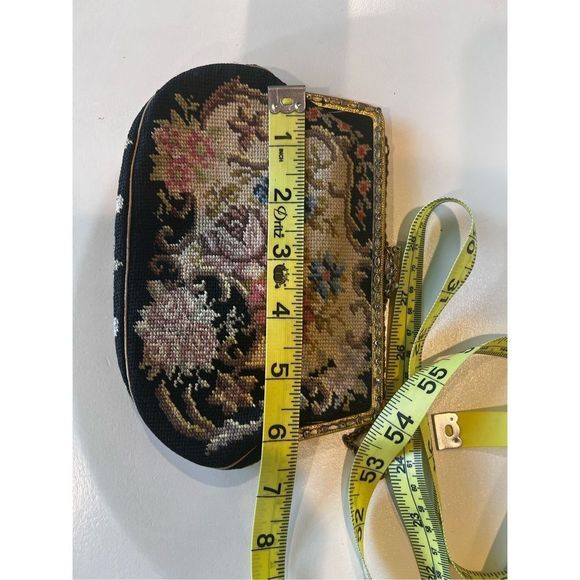 Vintage Petite Point Embroidered Needlepoint Floral Regency Core Petite Point Ha - Picture 5 of 10